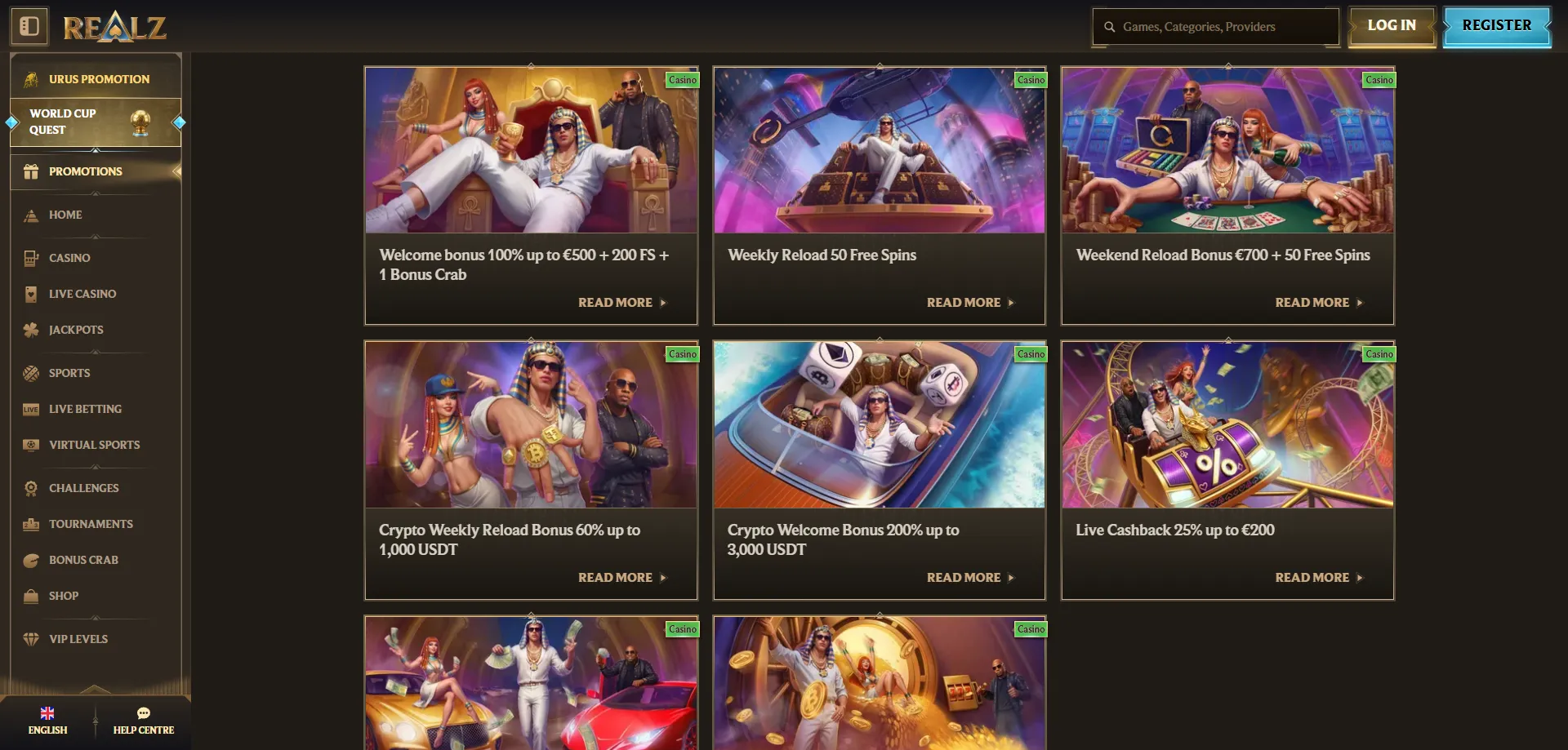 Promozioni e offerte speciali Realz Casino Italia &mdash; cashback e tornei