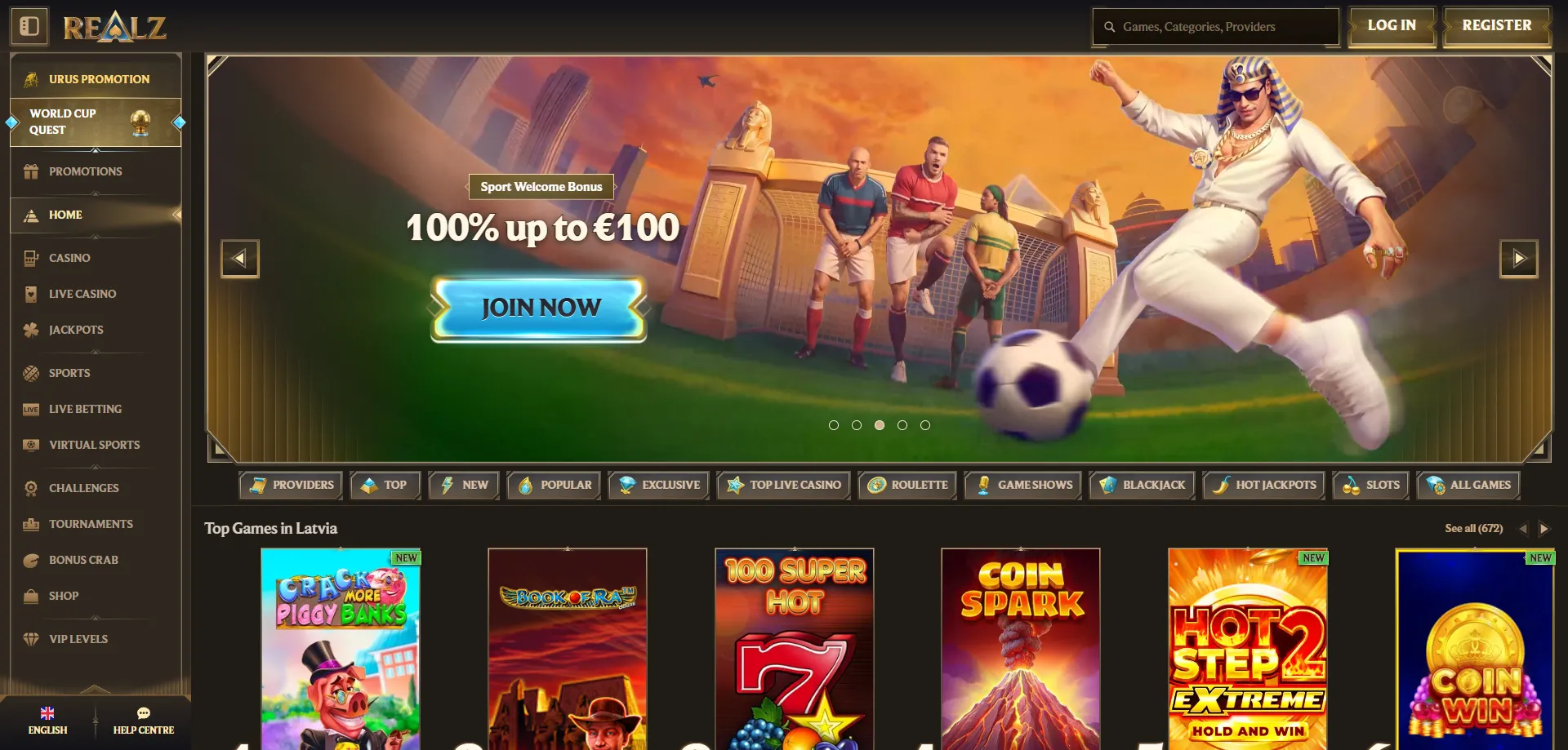 Panoramica completa di Realz Casino Italia &mdash; giochi e bonus