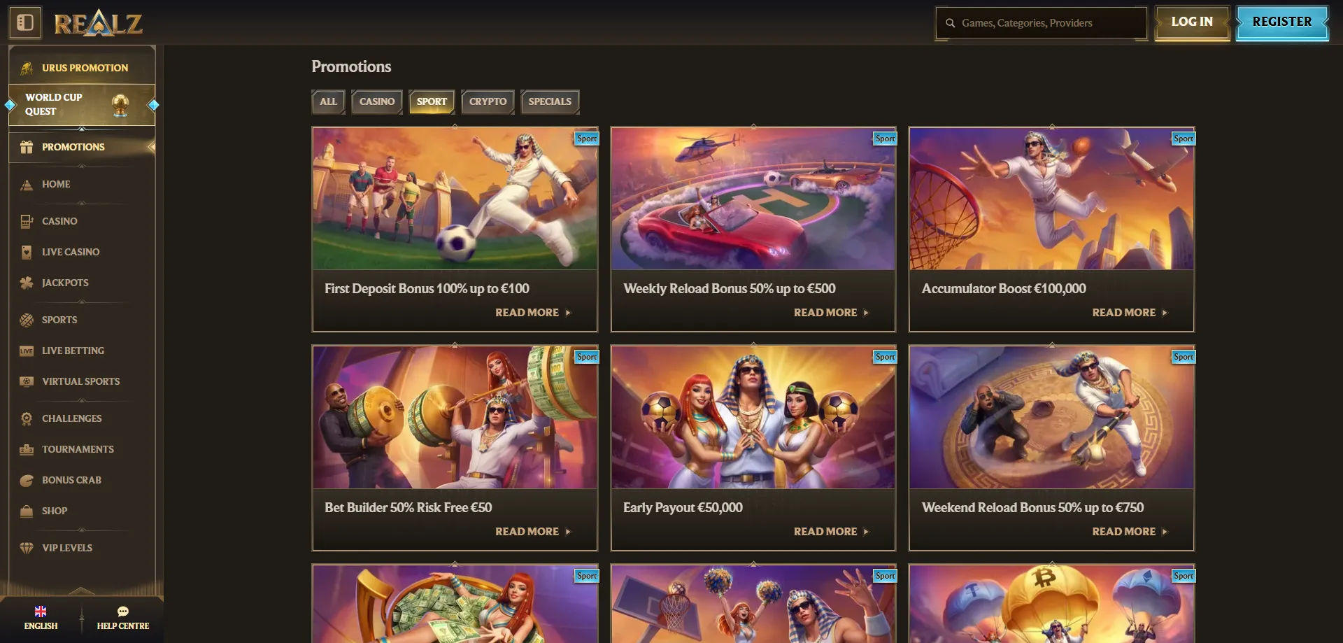 Realz Casino bonus di benvenuto 100% fino a &euro;500 e 200 giri gratuiti